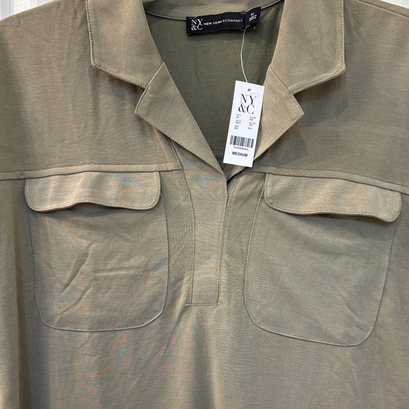 New York & Company Olive Button Down Shirt - Picture 4 of 7